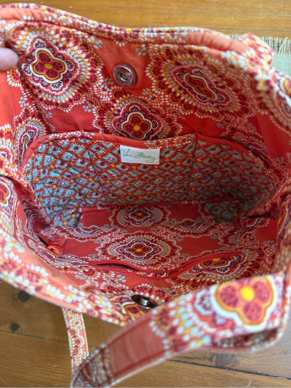 Vera Bradley Coral Quilted Floral Medallion Tote